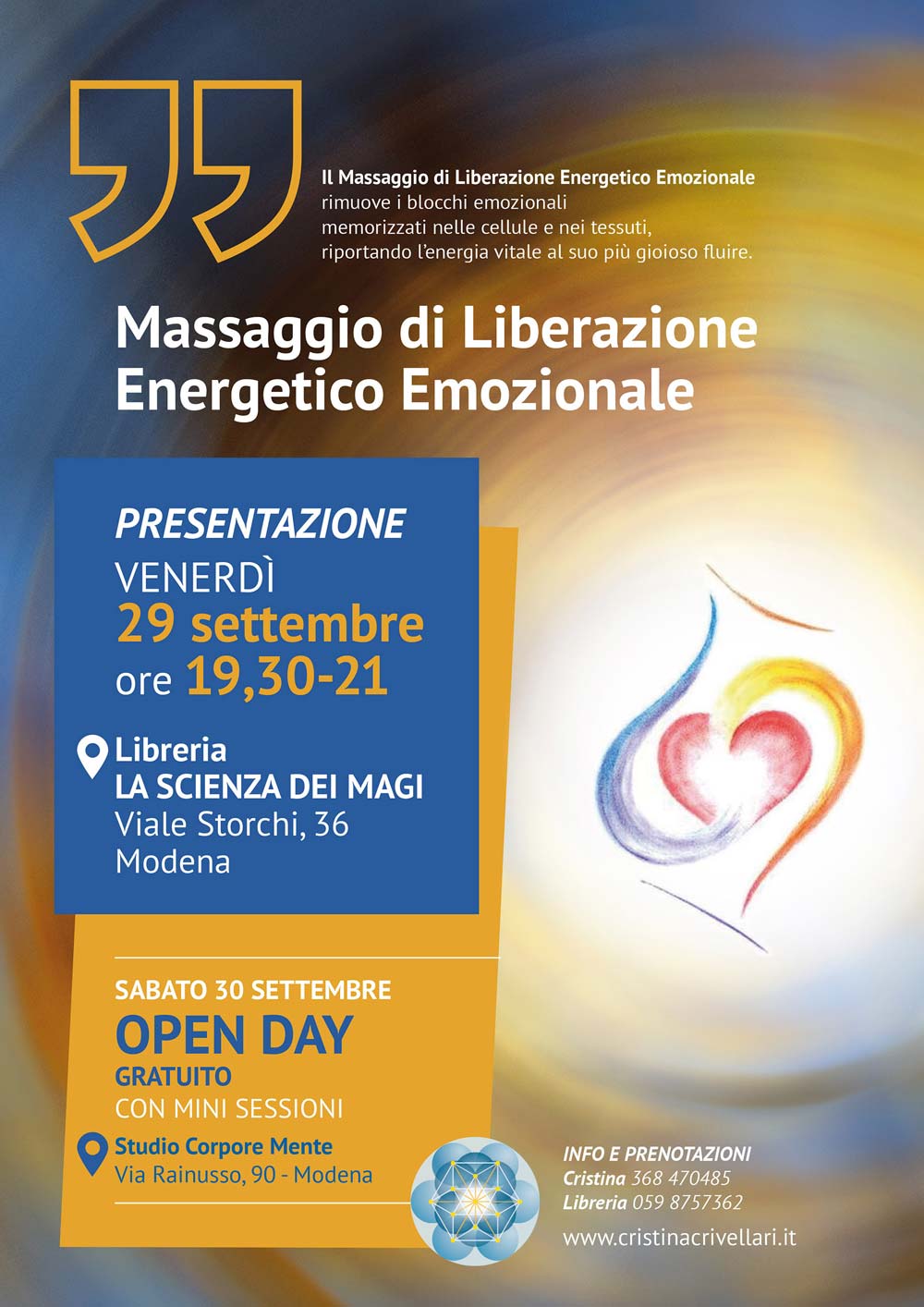 Presentazione Massaggio di Liberazione Energetico Emozionale 29 Settembre 2023 19,30